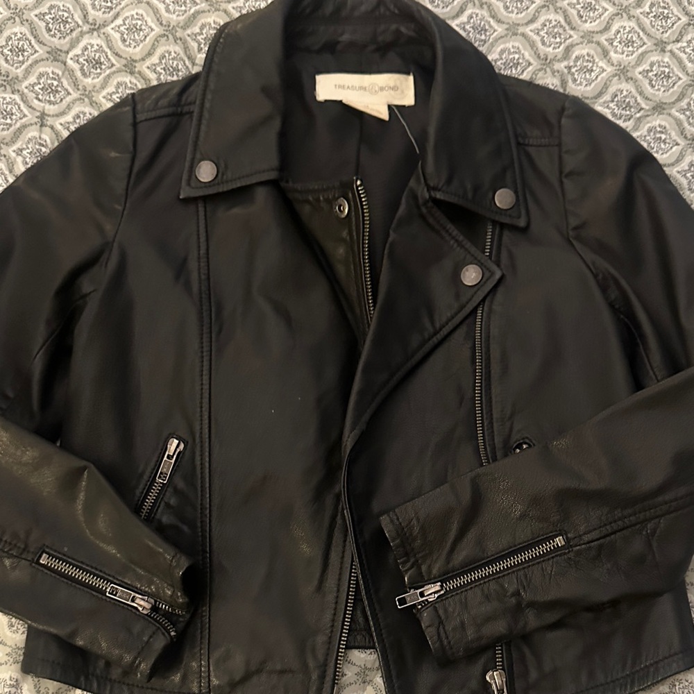 Treasure & Bond Black Moto 100% leather Jacket